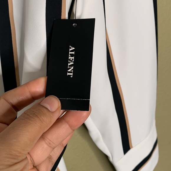 Alfani belted strips blouse size L new - Picture 10 of 10